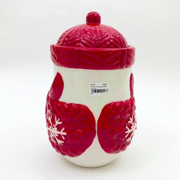 Ceramic Snowman Mitts Treat Jar 9 x 5 inches - Picture 1 of 7